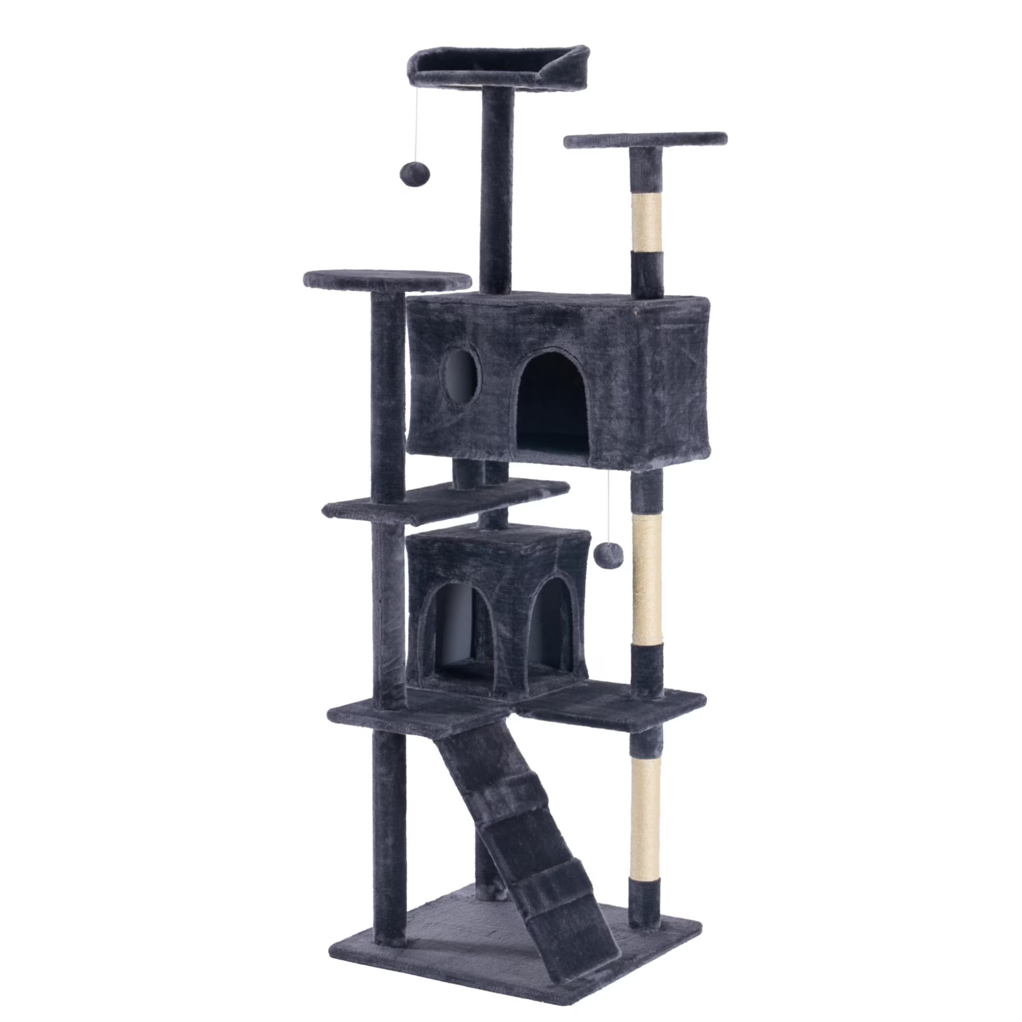 edx Cat Tree Tower for Indoor Cats, Multi-Level Pet Furniture with Sisal Scratching Post, Large Cozy Condo, Climbing Ramp, Kitten Toy