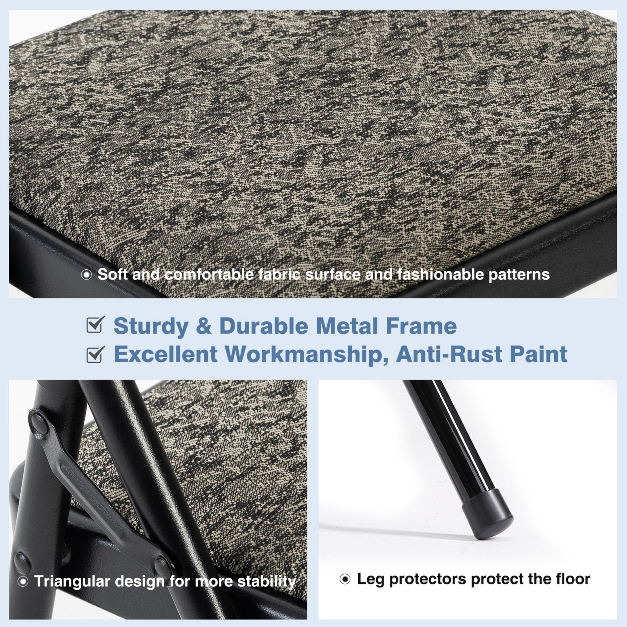 EDX Folding Chairs with Padded Cushion and Back, Fabric Stackable Portable Dining Chiars Set with Durable Steel Frame, for Home and Office, Conference, Wedding, Party, Garden