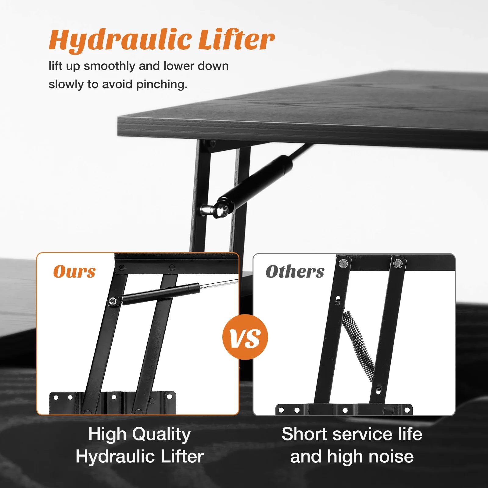 EDX Lift-Top Coffee Table , Adjustable Height Convertible Center Table with Storage, for Living Room