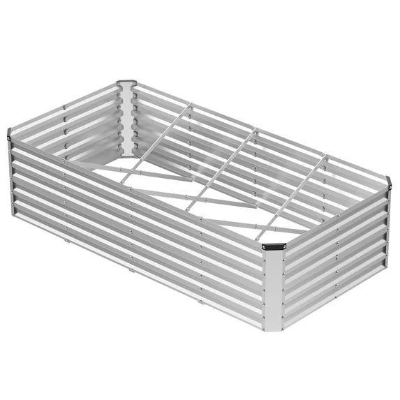 EDX Galvanized Raised Garden Bed, Outdoor Metal Planter Box Kit for Vegetables, Flowers and Herbs, Silver