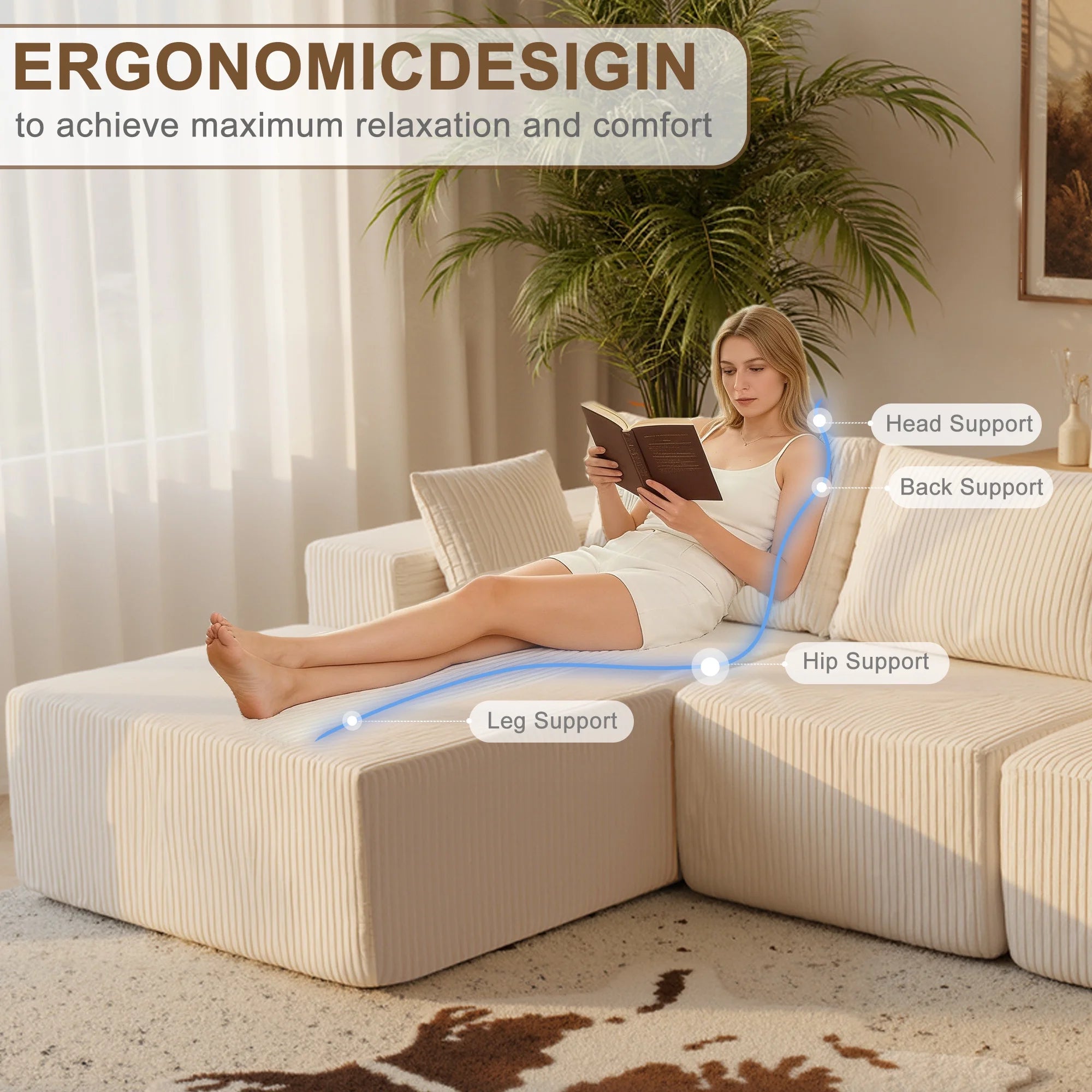 edx Convertible Modular Sectional Sofa installation 4 Seat L Shaped Modern Sofa Couch Bed