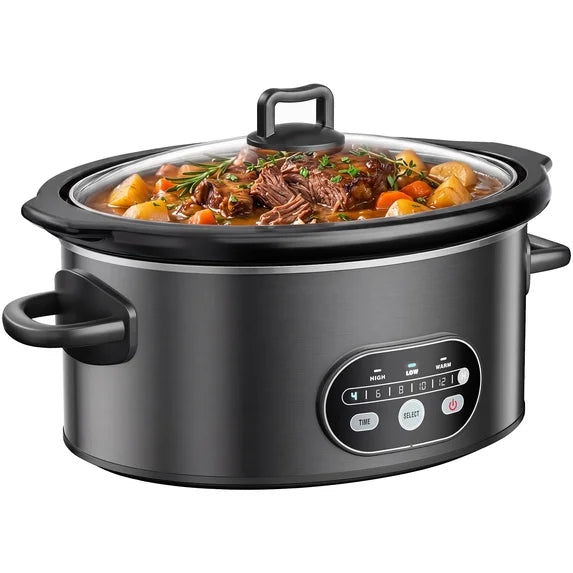 edx Slow Cooker, Stoneware Crock with Removable Pot, Stainless Stee