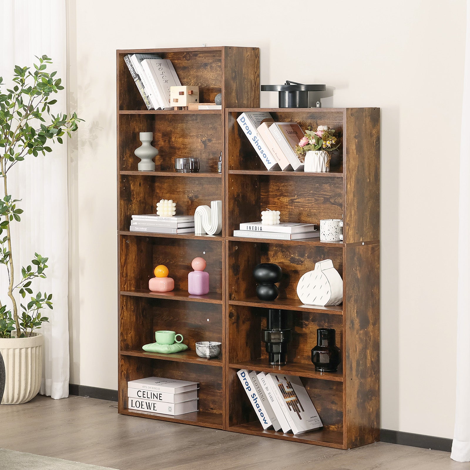 Bookcase Storage, 53 Inch Large Tall Floor Standing Open Bookshelf for Home Office, Living Room, and Bedroom