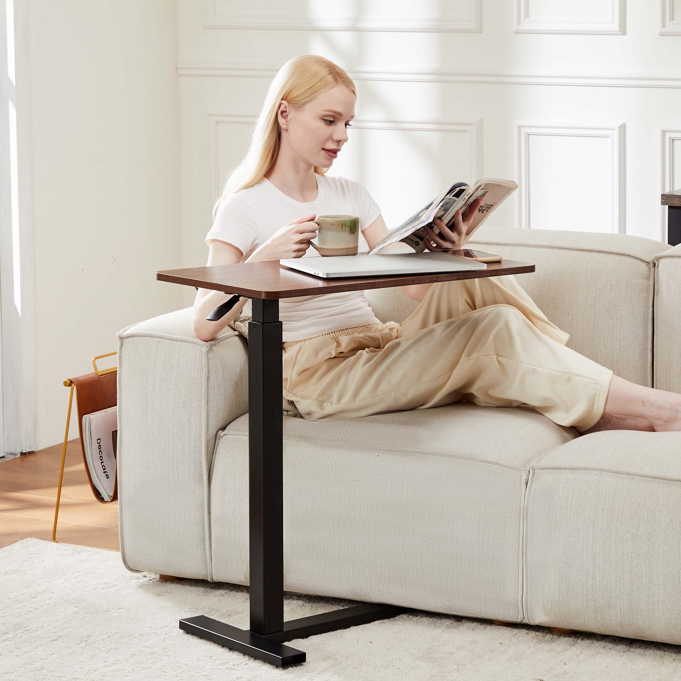 Adjustable bedside tables - on wheels, rolling laptop tables, mobile standing desks, hospital and home bed tables