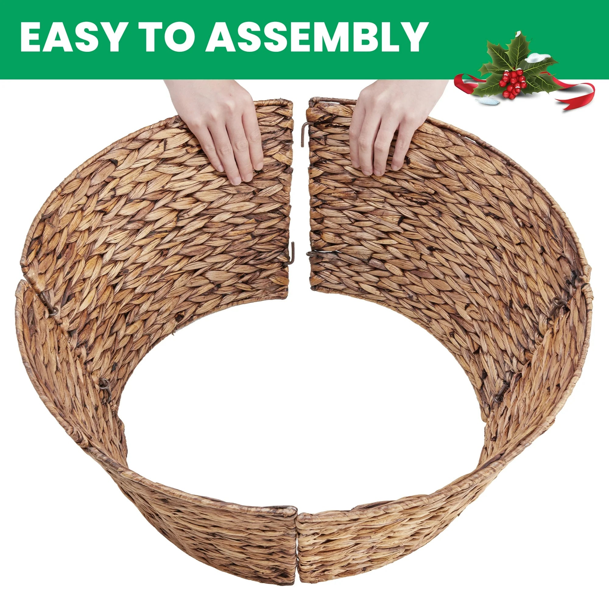 EDX 24IN Chionachne Woven Christmas Tree Collar, Christmas Tree Skirt Cover for Christmas Tree Decorations