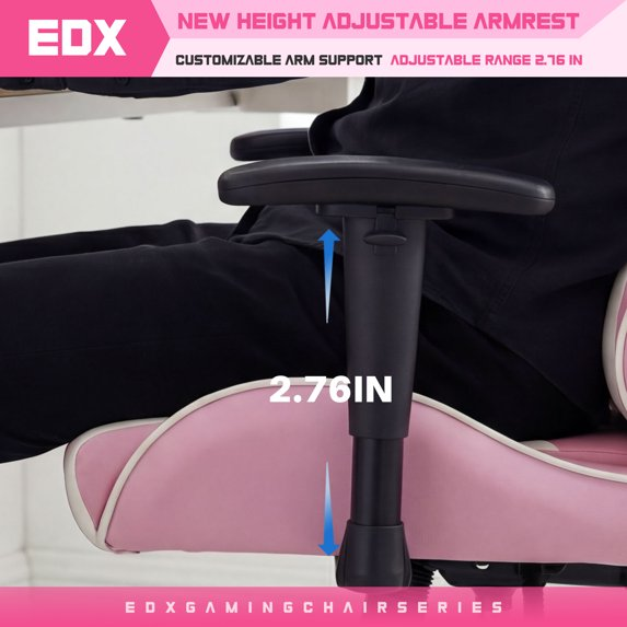 edx Ergonomic Video Gaming Chair High Back Office Chair with Lumbar Support and Adjustable Armrests Footrest Swivel Racing Chair