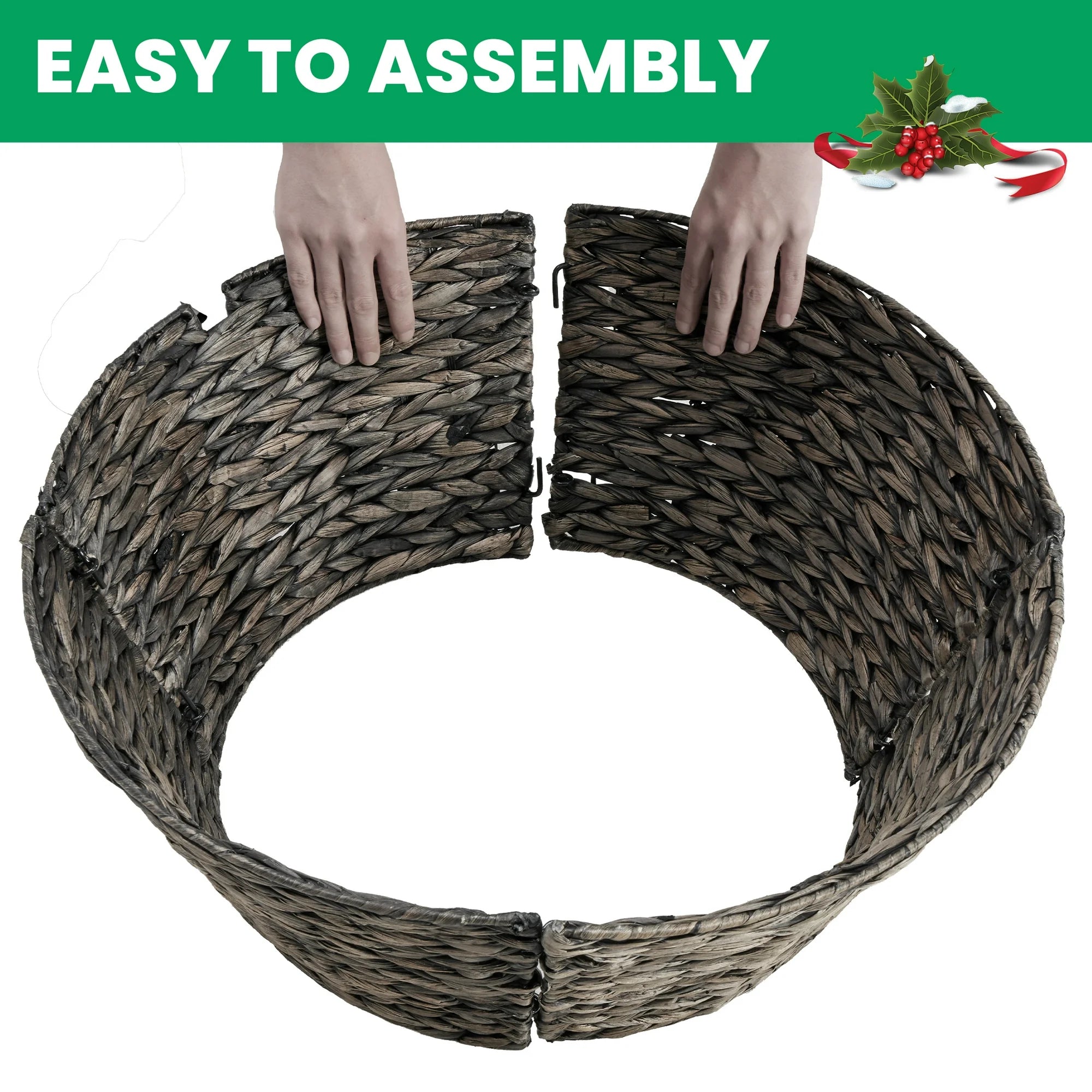 EDX 24IN Chionachne Woven Christmas Tree Collar, Christmas Tree Skirt Cover for Christmas Tree Decorations