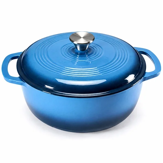 edx 6QT Enamel Cast Iron Dutch Oven with Lid, 11 Inch Heavy-Duty Non Stick Casserole Pot Safe up to 500° F Kitchen Essentials Bread Baking, Braising, Stews, Roasting