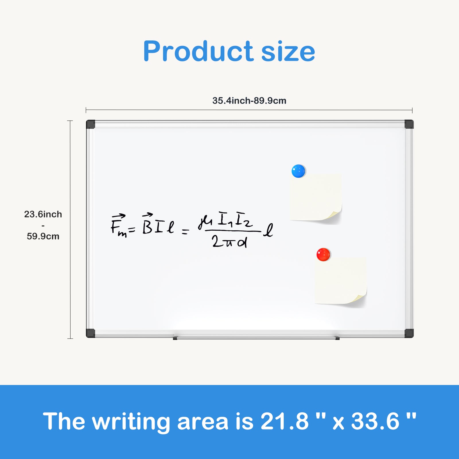 EDX Magnetic Dry Erase Board, 36 X 24 Inches, Two Mounting 0ptions, Horizontal or Vertical，With Left and Right Removable Pen Tray, Silver Aluminium Frame, White