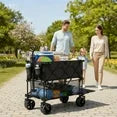 edx 400L Large Capacity Folding Double Decker Wagon with Brakes, 54" Extra Long Extended Cart, Equipped with 7" All-Terrain Big Wheels for Camping, Sports, Beach.