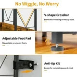 EDX 65 inch L Shaped Corner Bookshelf, 5 Tier l Bookcase with Open Storage Shelves,Industrial Wooden Bookcase with Metal Frame for Home Office, Living Room, Bedroom, Rustic Brown