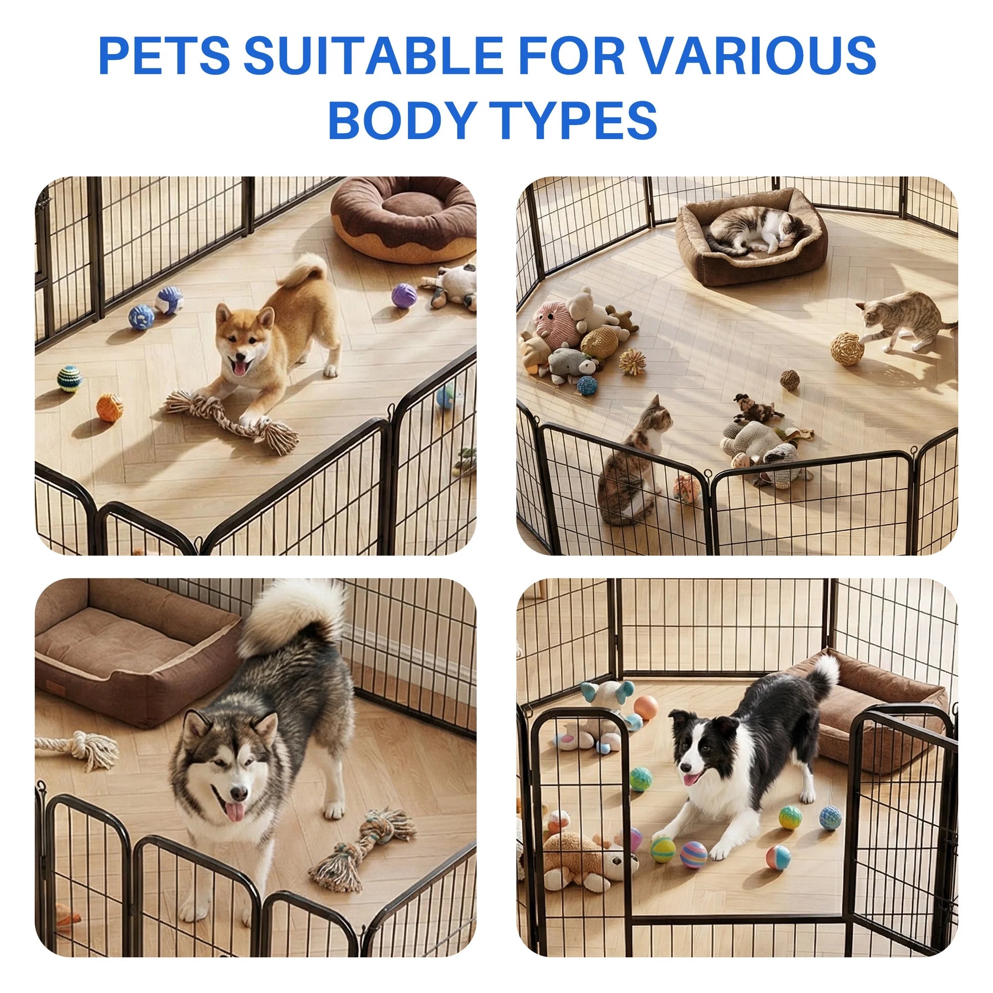 edx Dog Playpen,  Foldable Heavy Duty Metal Puppy Exercise Pen with Doors Indoor Outdoor