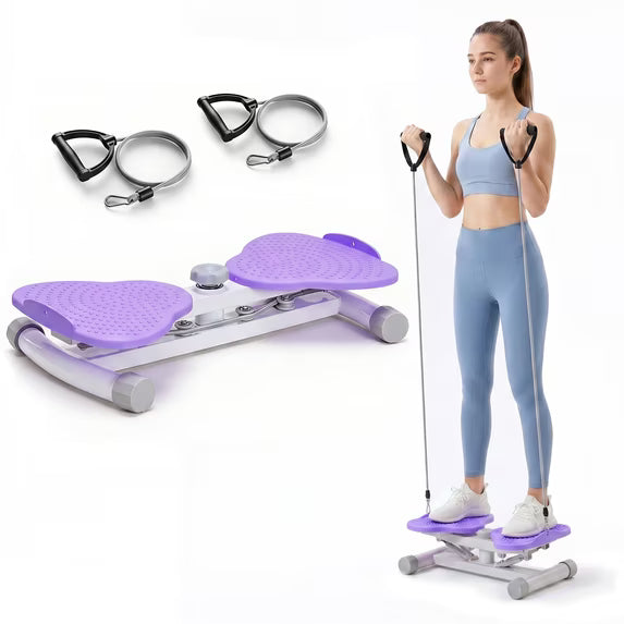 ZUNMOS Slim Waist Twister, Silent Ab Toner with Resistance Bands, 300 lbs Capacity Core Workout Board for Home Gym, Purple