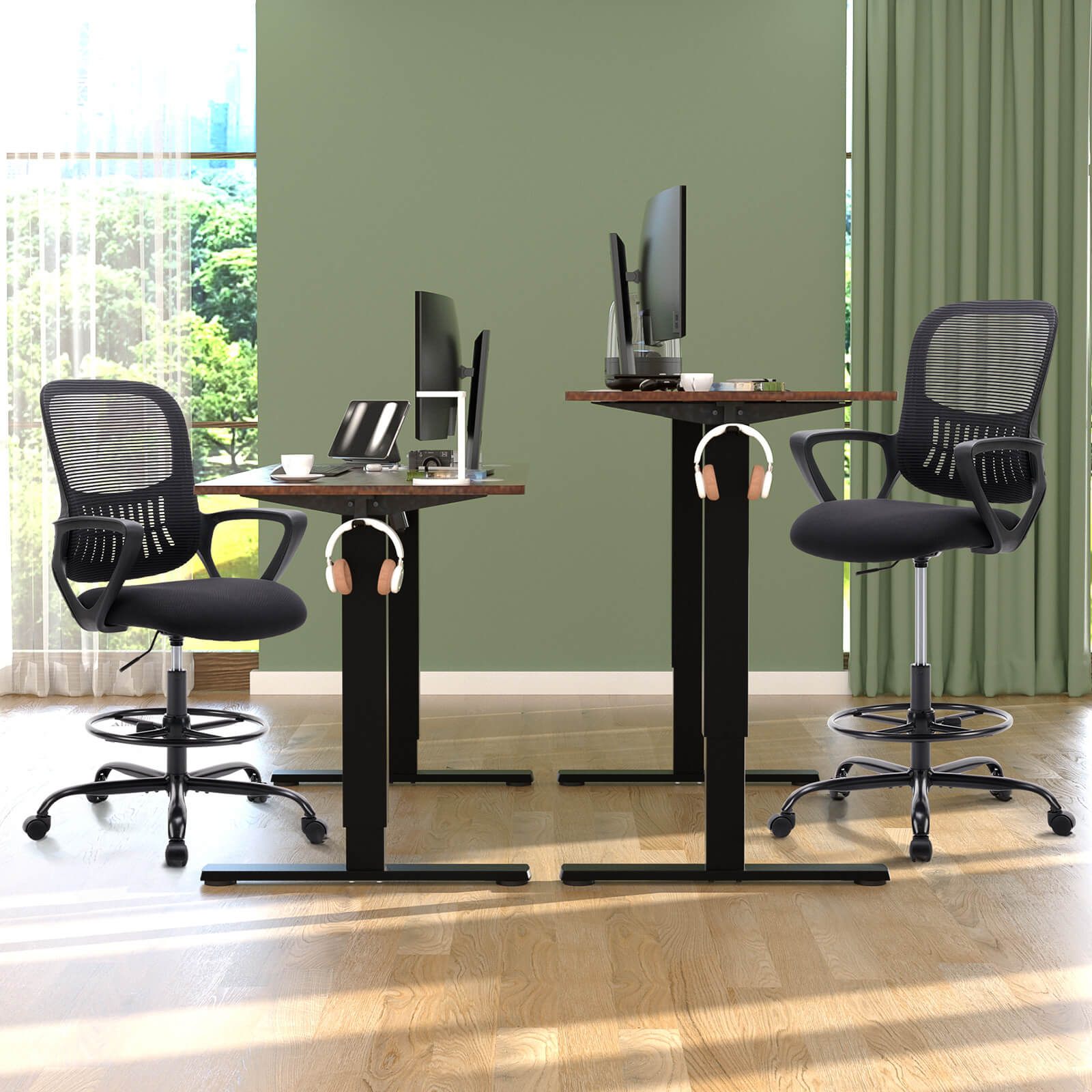 Tall Office Chair for Standing Desk with Adjustable Foot Ring,Counter Height Office Chairs