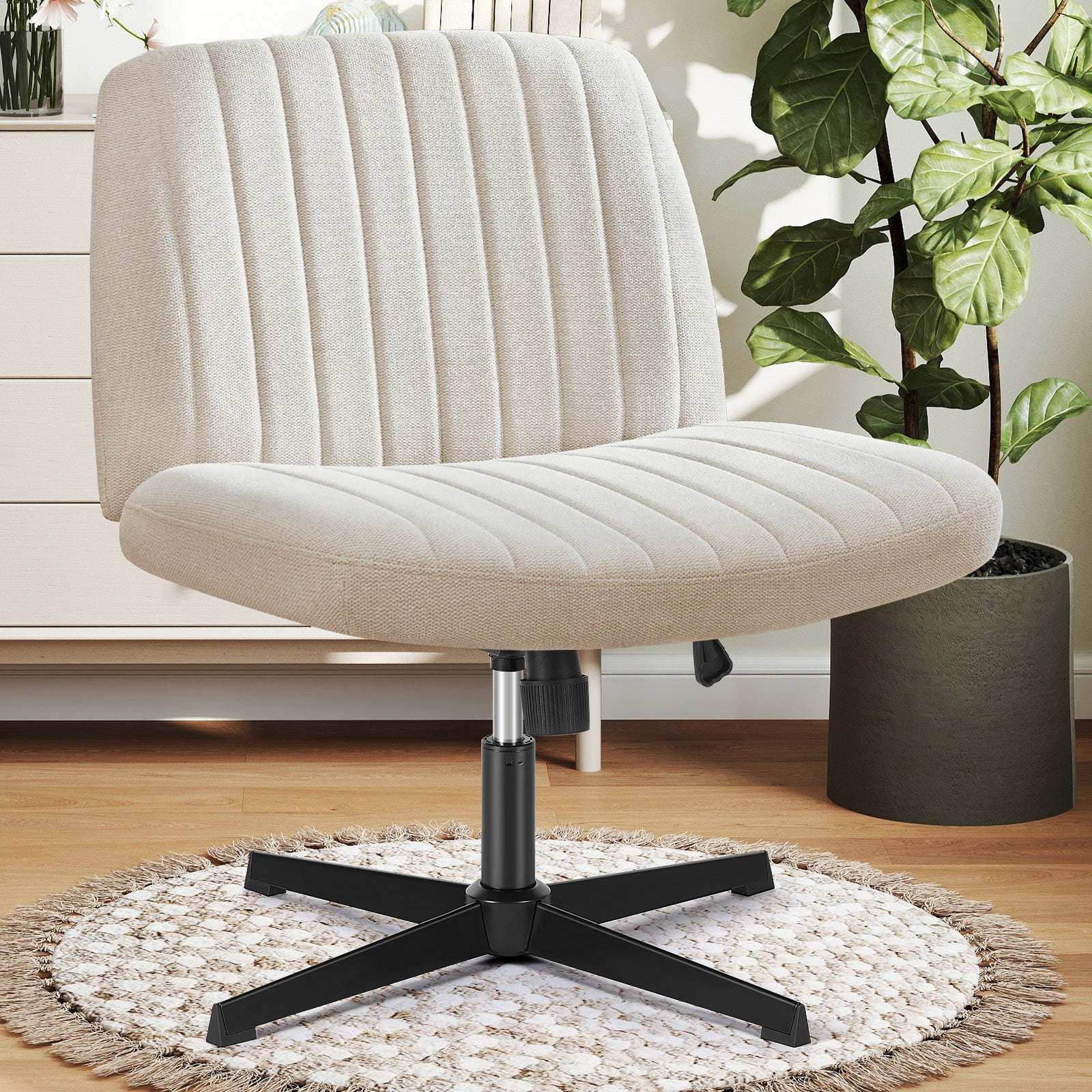 ZUNMOS Cross-Legged Chair,No Wheels Armless Swivel Home Office Chair