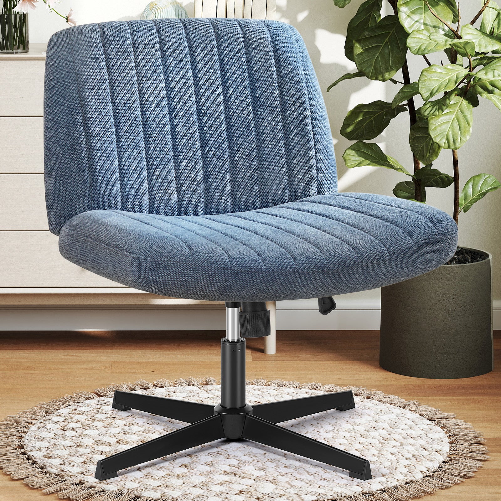 ZUNMOS Cross-Legged Chair,No Wheels Armless Swivel Home Office Chair