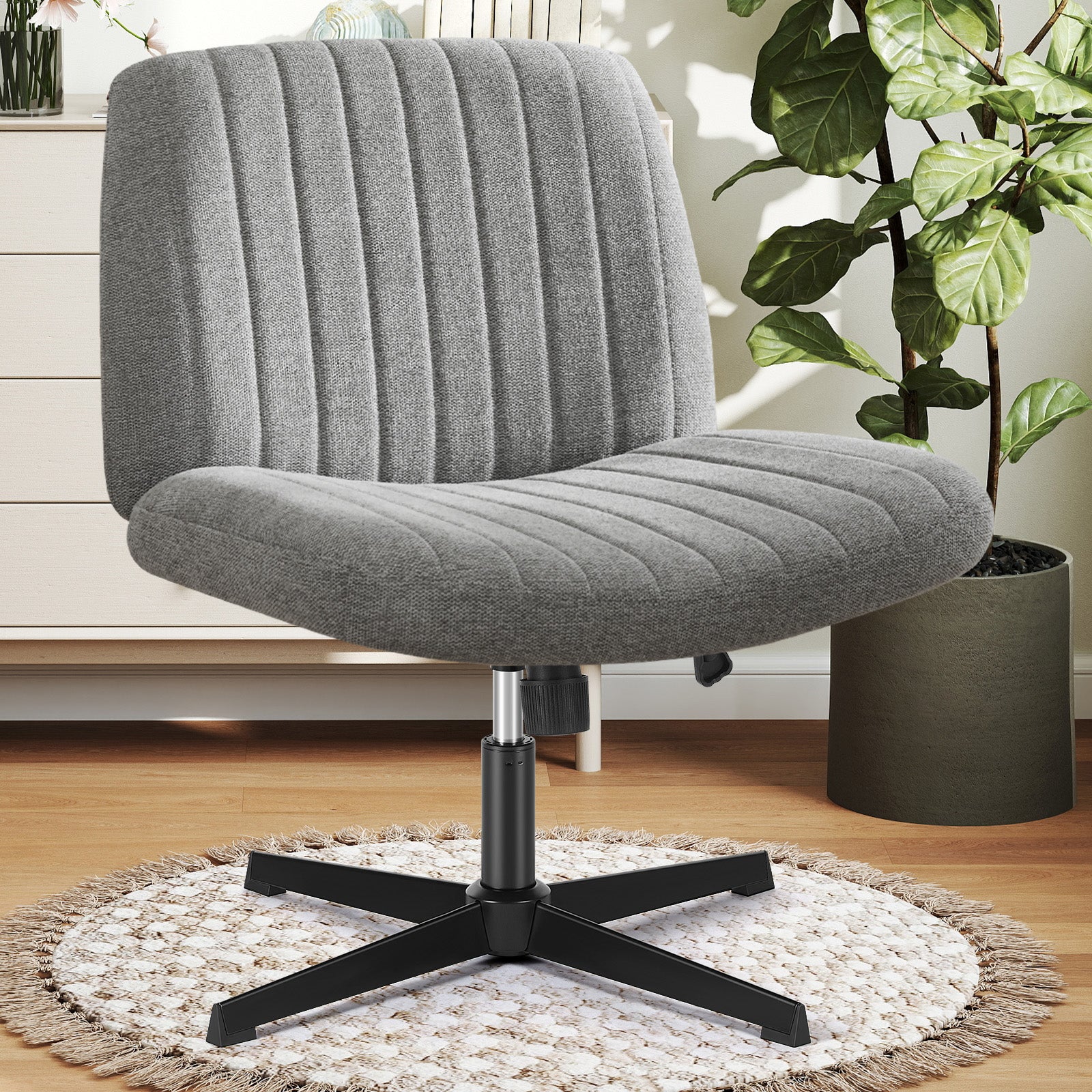 ZUNMOS Cross-Legged Chair,No Wheels Armless Swivel Home Office Chair