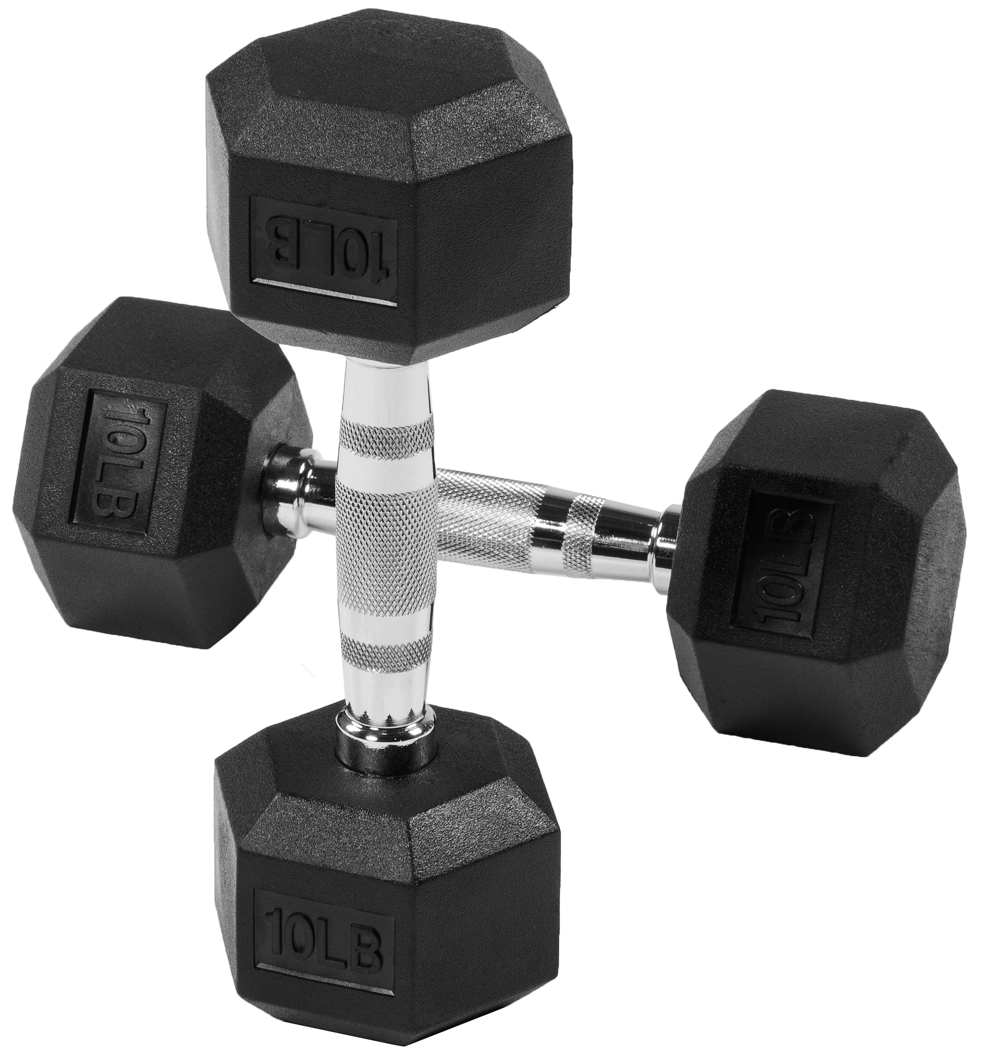 EDX 2Pcs 10 LB Rubber Hex Dumbbell – Anti-Roll Grip for Strength Training, Home Gym & Full-Body Workouts