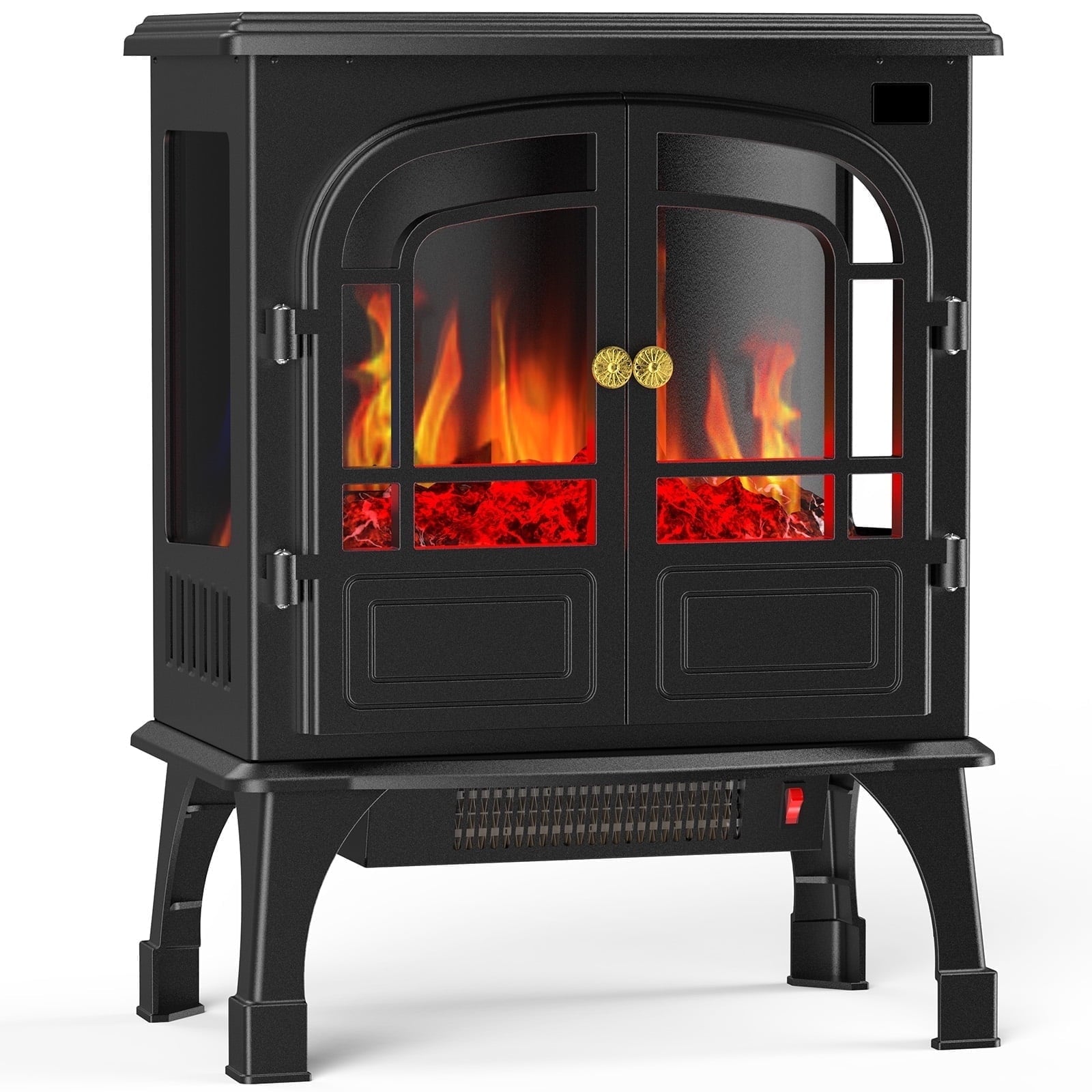 edx  Freestanding Electric Fireplace, Featuring 3D Flame Effect, 12-Hour Timer, Remote Control, 20.2" L × 13.8" W × 26" H