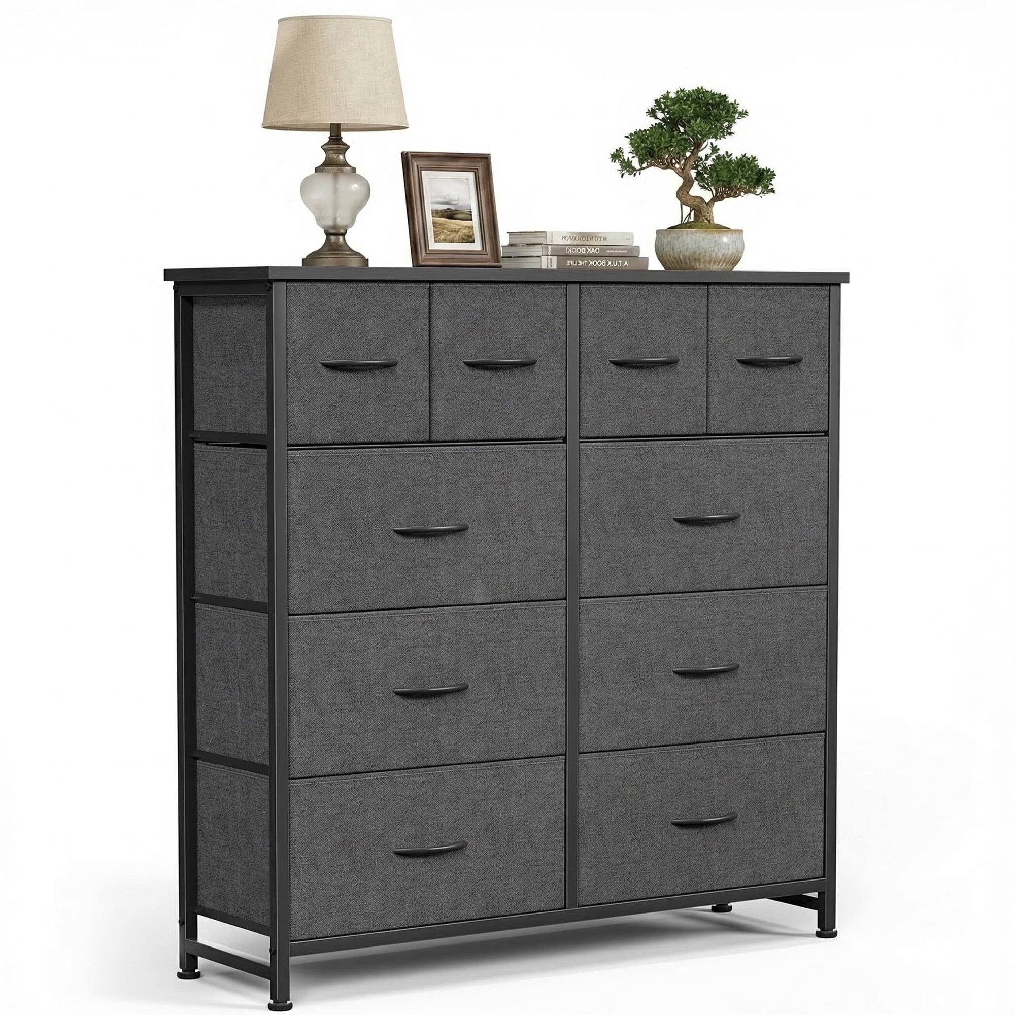 EDX 10 Drawers Fabric Cabinet, Clothes Storing, Storage Tower Organizer TV Stand, for Bedrooms, Wardrobes, Entryways, and Living Rooms
