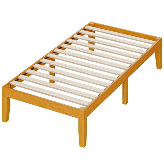 EDX Bed Frame, No Box Spring Needed, Wooden Platform Bed Frame Mattress Foundation with Support Slats, Natural Pine