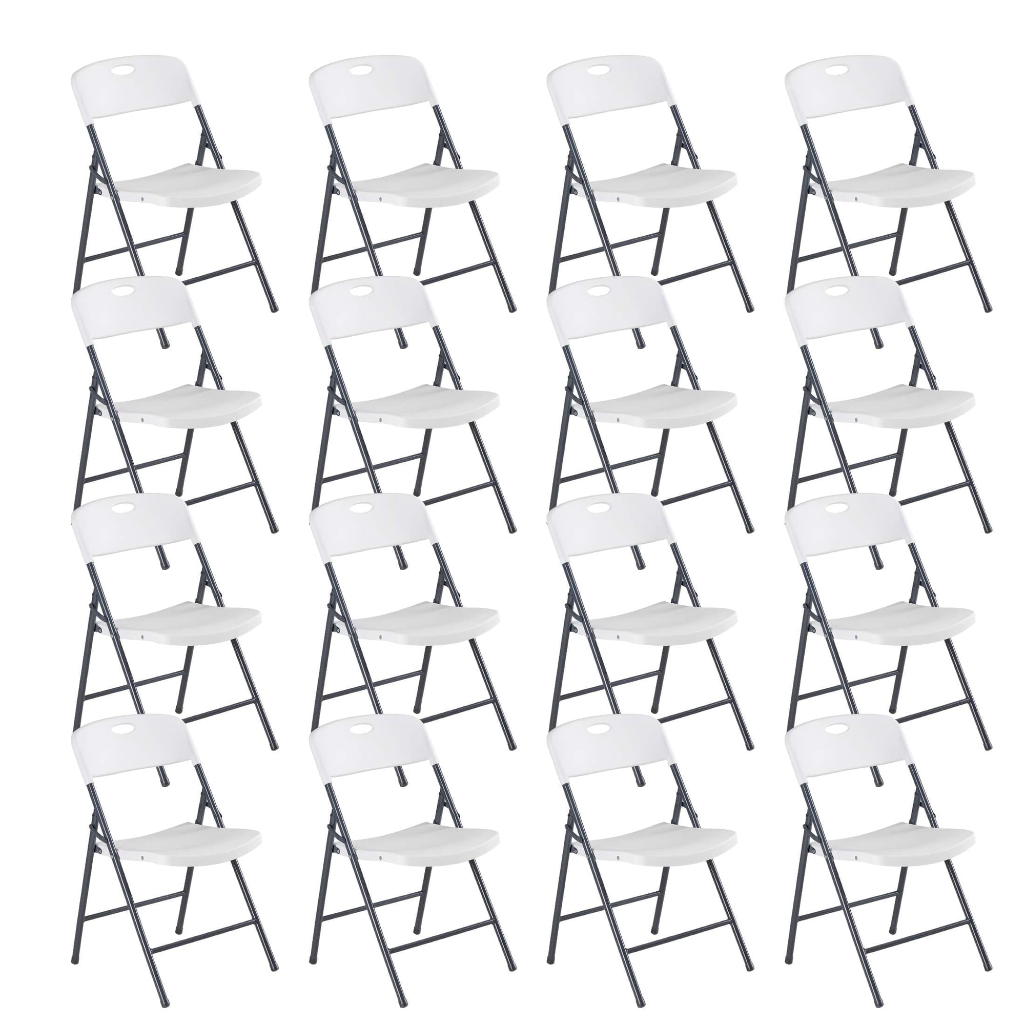 EDX Folding Chairs with Ergonomic Back, Heavy Duty Plastic Stackable Portable Folding Chairs, Weight Capacity 330 Lbs, For Home, Office, Party, Wedding, Patio, Garden, Indoor Outdoor