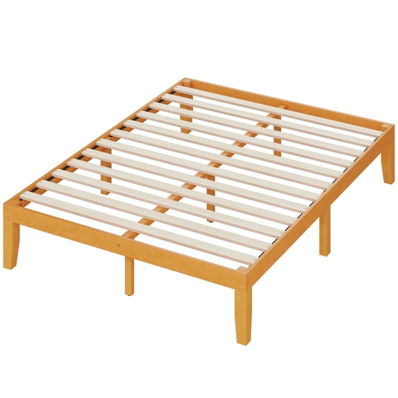 EDX Bed Frame, No Box Spring Needed, Wooden Platform Bed Frame Mattress Foundation with Support Slats, Natural Pine