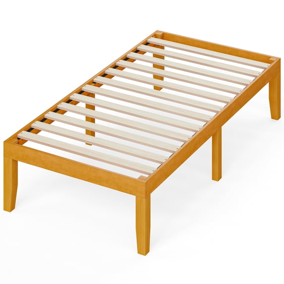 EDX Bed Frame, No Box Spring Needed, Wooden Platform Bed Frame Mattress Foundation with Support Slats, Natural Pine