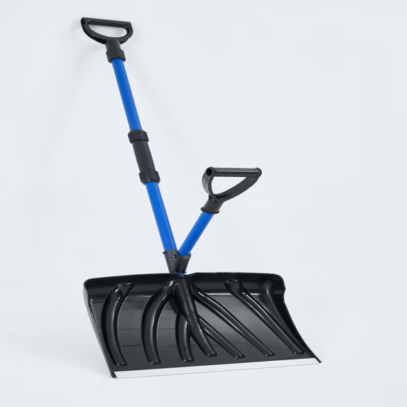 EDX 18 Inch Plastic Snow Shovel with Dual Handle, Lightweight Snow Removal Shovel for Driveway, Sidewalk, Patio and Winter Cleanup,Black