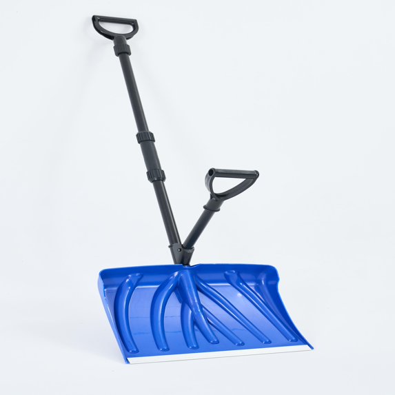 EDX 18 Inch Plastic Snow Shovel with Dual Handle, Lightweight Snow Removal Shovel for Driveway, Sidewalk, Patio and Winter Cleanup,Blue