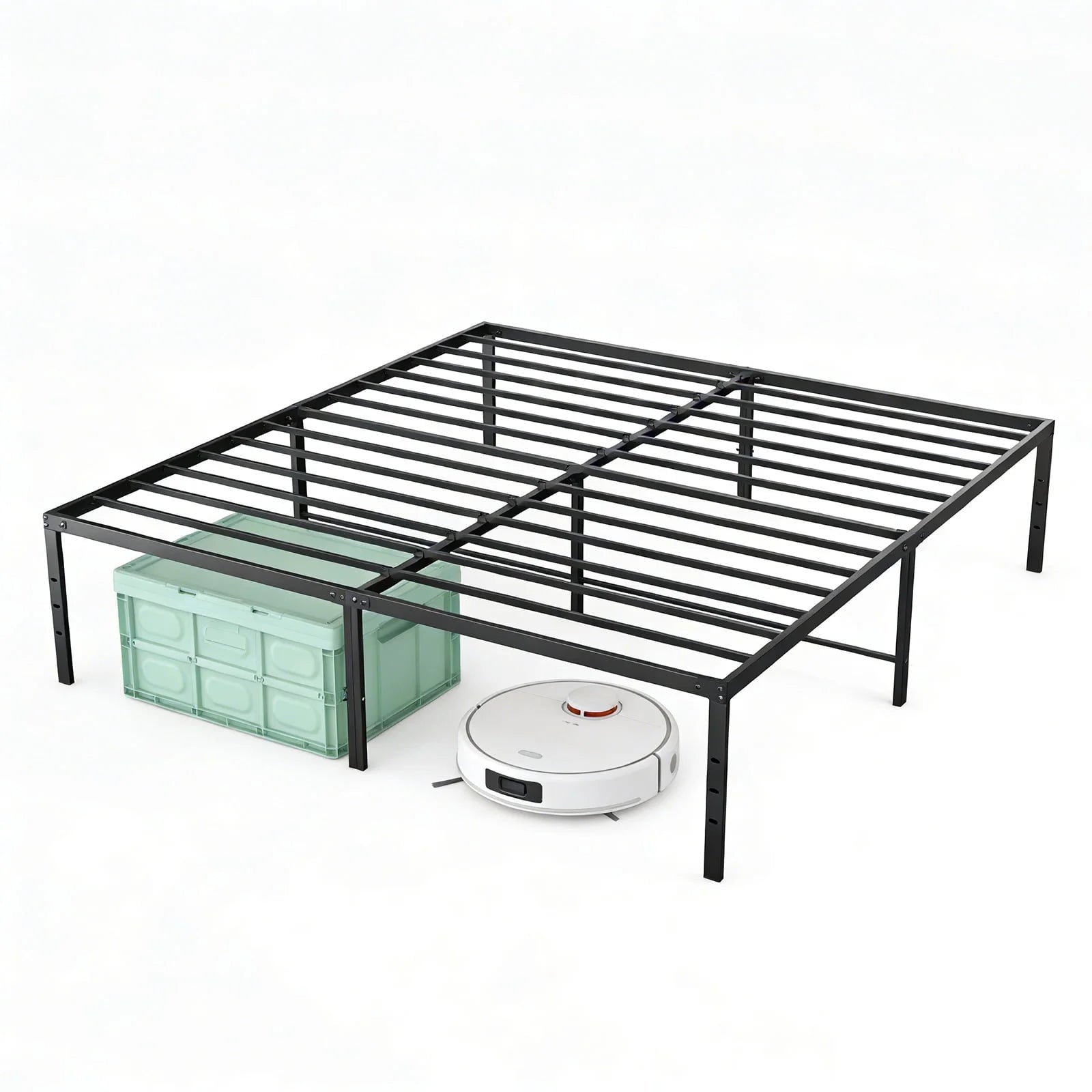EDX 18 Inch Twin Bed Frame, Extra Tall Metal Platform with Steel Slats, Heavy Duty, Under Bed Storage, Noise Free, Easy Assembly