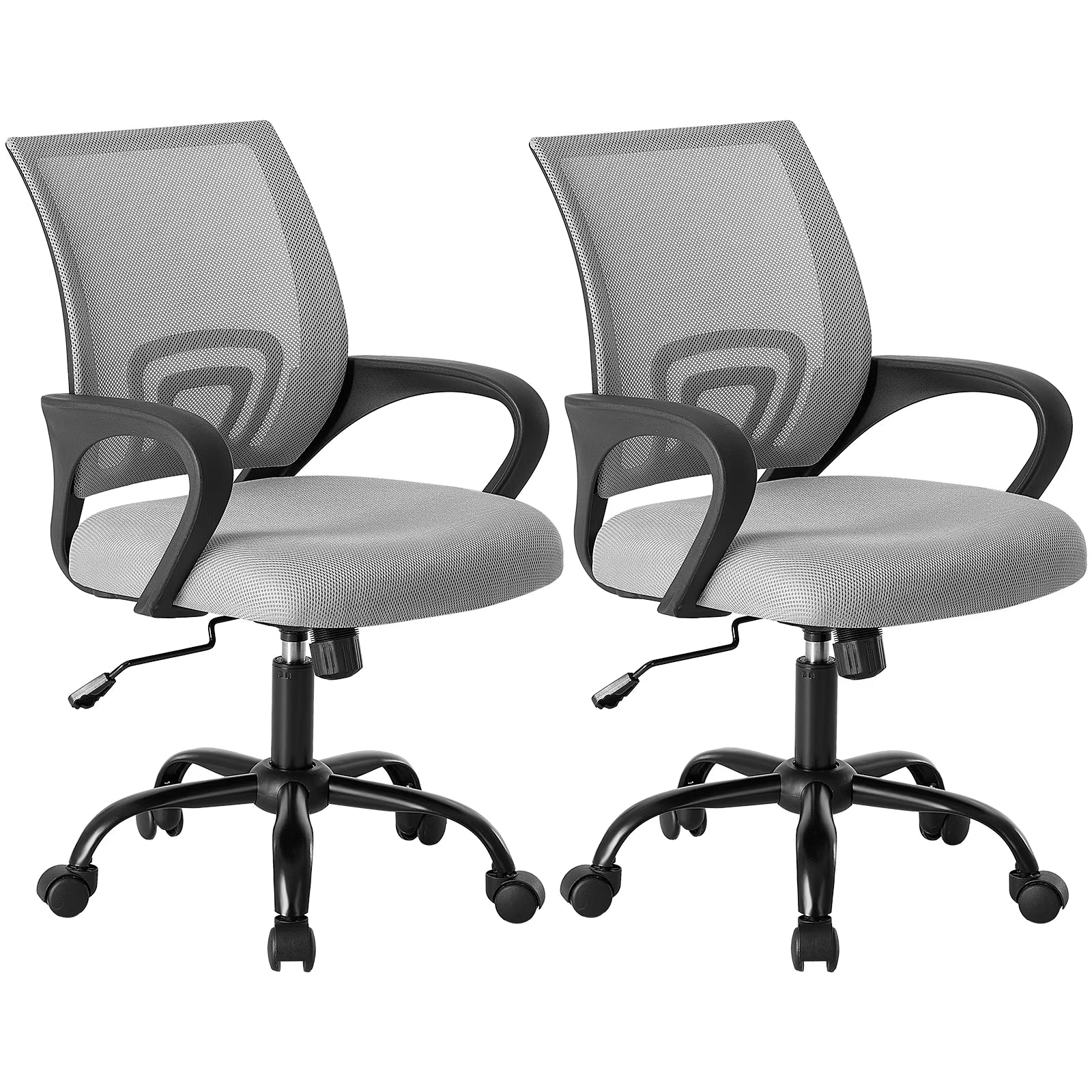 EDX Ergonomic Mid-Back Office Chair - Swivel Desk Chair with Lumbar Support, Breathable Mesh Backrest, Adjustable Height, Sponge Seat & Smooth Rolling Wheels