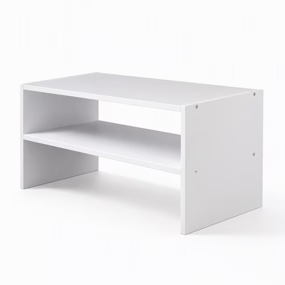 EDX 2‑Tier Storage Shelf, 31‑inch Wide Floor Mount Organizer, Space‑Saving Rectangular Unit for Closet Bedroom Living Room