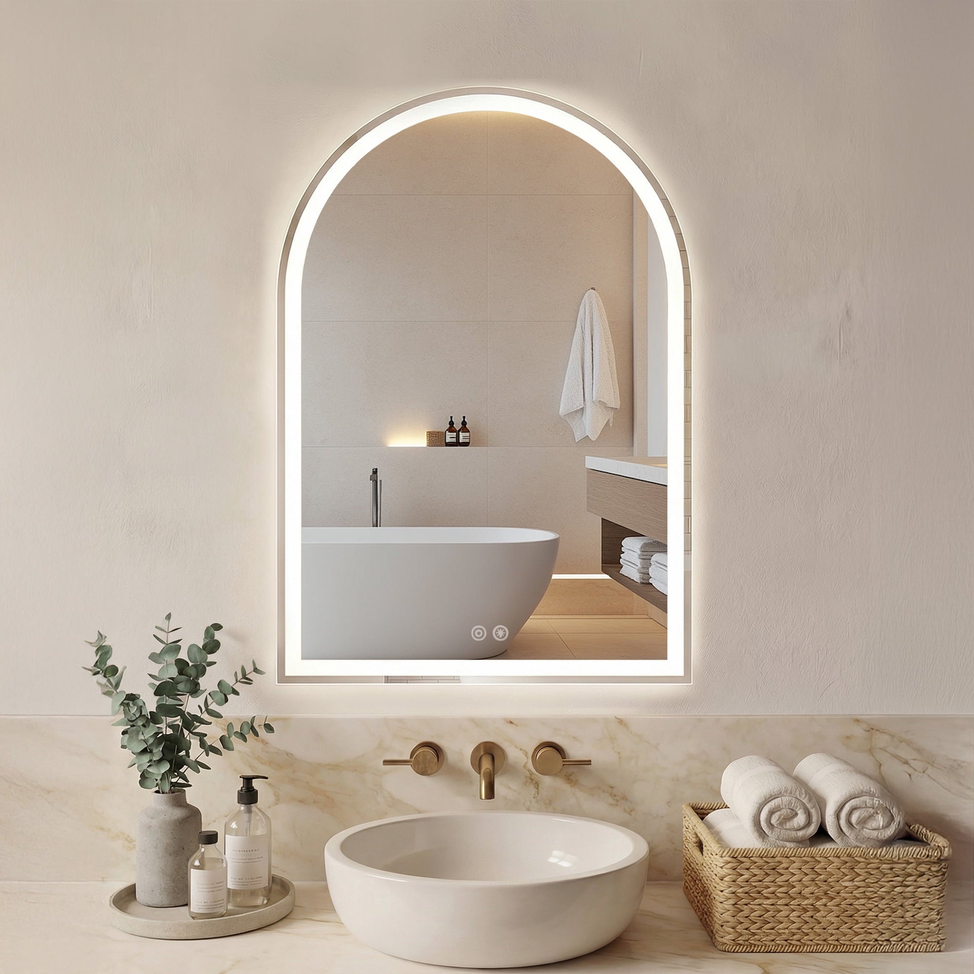 EDX Anti-fog LED Bathroom Mirror with Three Lighting Modes, White