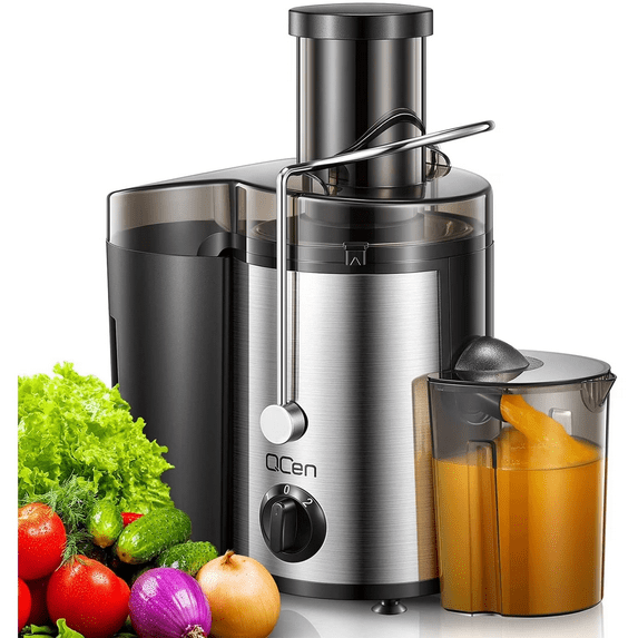 EDX 3 Inch Electric Juicer Machine, Centrifugal Juicer with Wide Feed Chute for Whole Fruits and Vegetables, Easy to Clean, Silver