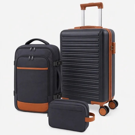 EDX 3 Piece Luggage Set with Backpack, Lightweight Hard Shell Suitcase Set, TSA Lock Travel Luggage with Spinner Wheels, 20 Inch Carry On Suitcase and Travel Bag for Men & Women