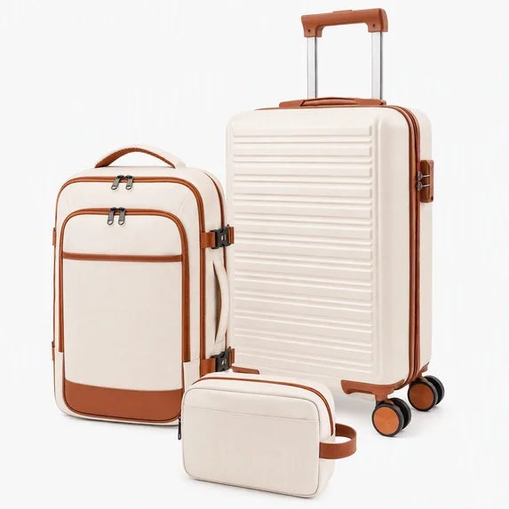EDX 3 Piece Luggage Set with Backpack, Lightweight Hard Shell Suitcase Set, TSA Lock Travel Luggage with Spinner Wheels, 20 Inch Carry On Suitcase and Travel Bag for Men & Women
