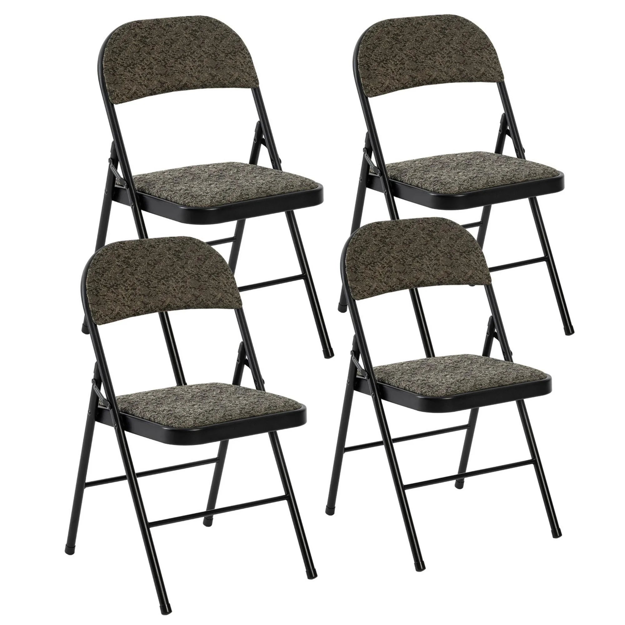 EDX Folding Chairs with Padded Cushion and Back, Fabric Stackable Portable Dining Chiars Set with Durable Steel Frame, for Home and Office, Conference, Wedding, Party, Garden