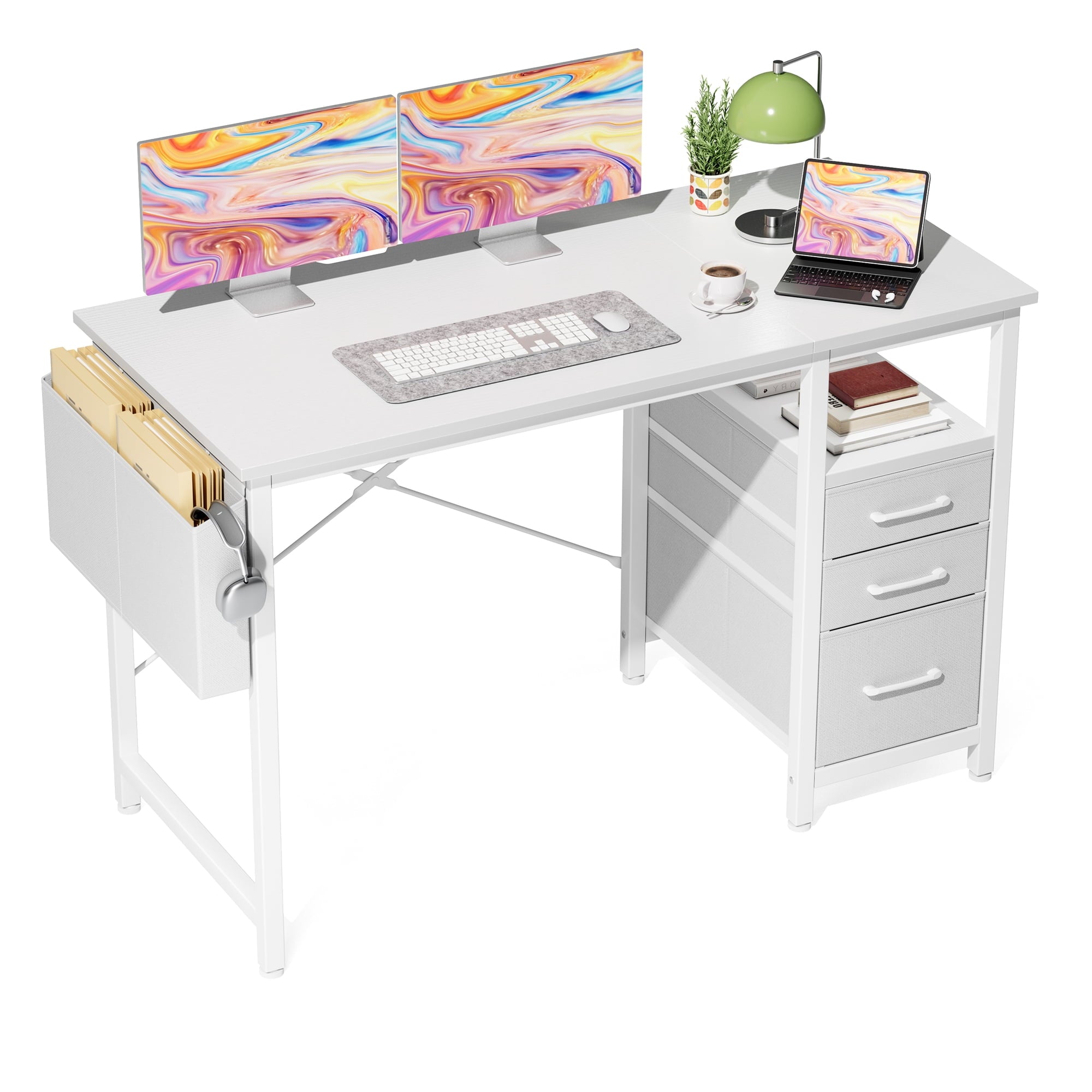 EDX 40 Inch Computer Desk with 3 Drawers,Writing Desk with Side Storage Pocket,for Home Office,Bedroom