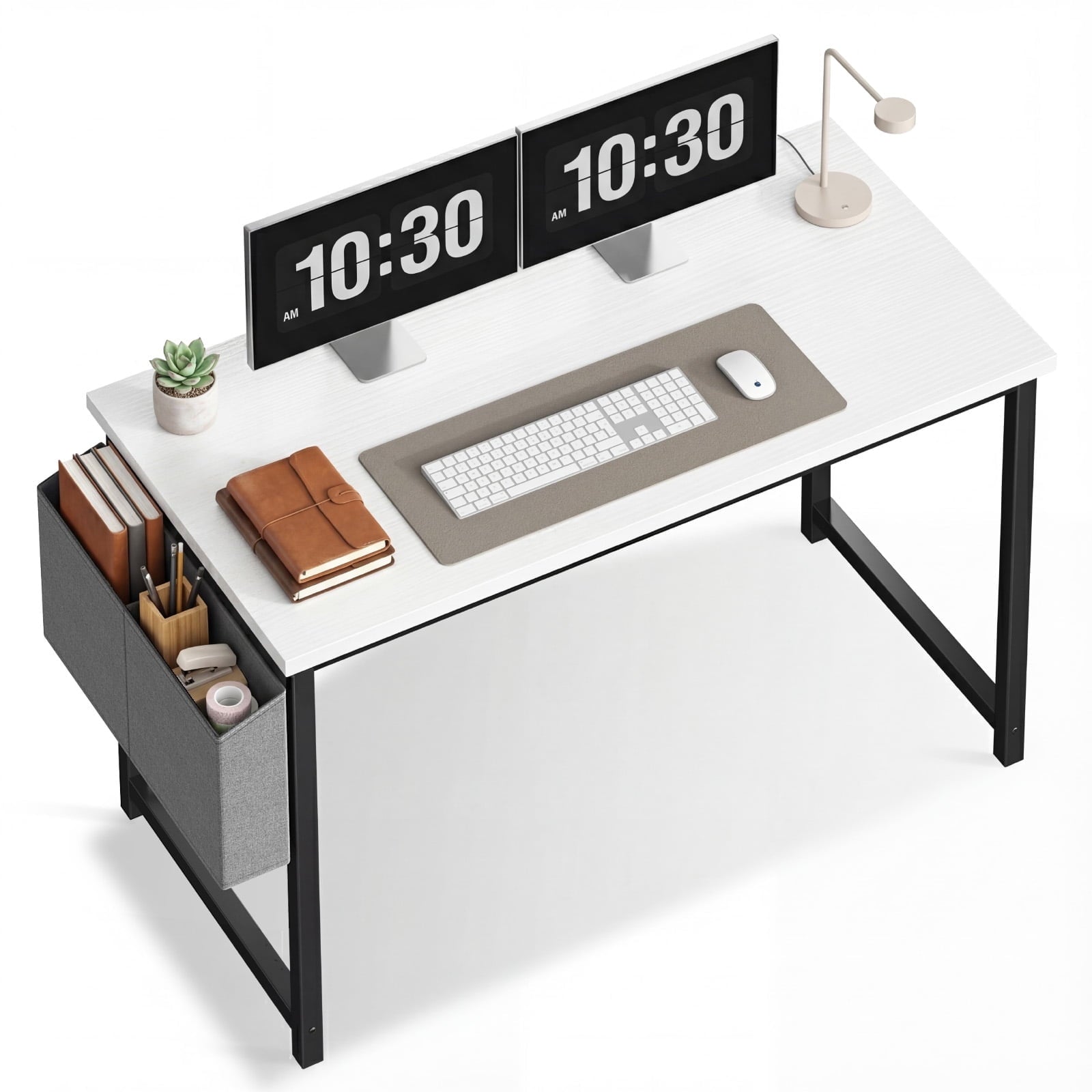 EDX Computer Desk with Metal Frame, Scratch-Resistant Surface & Side Storage Bag – Modern Office Desk