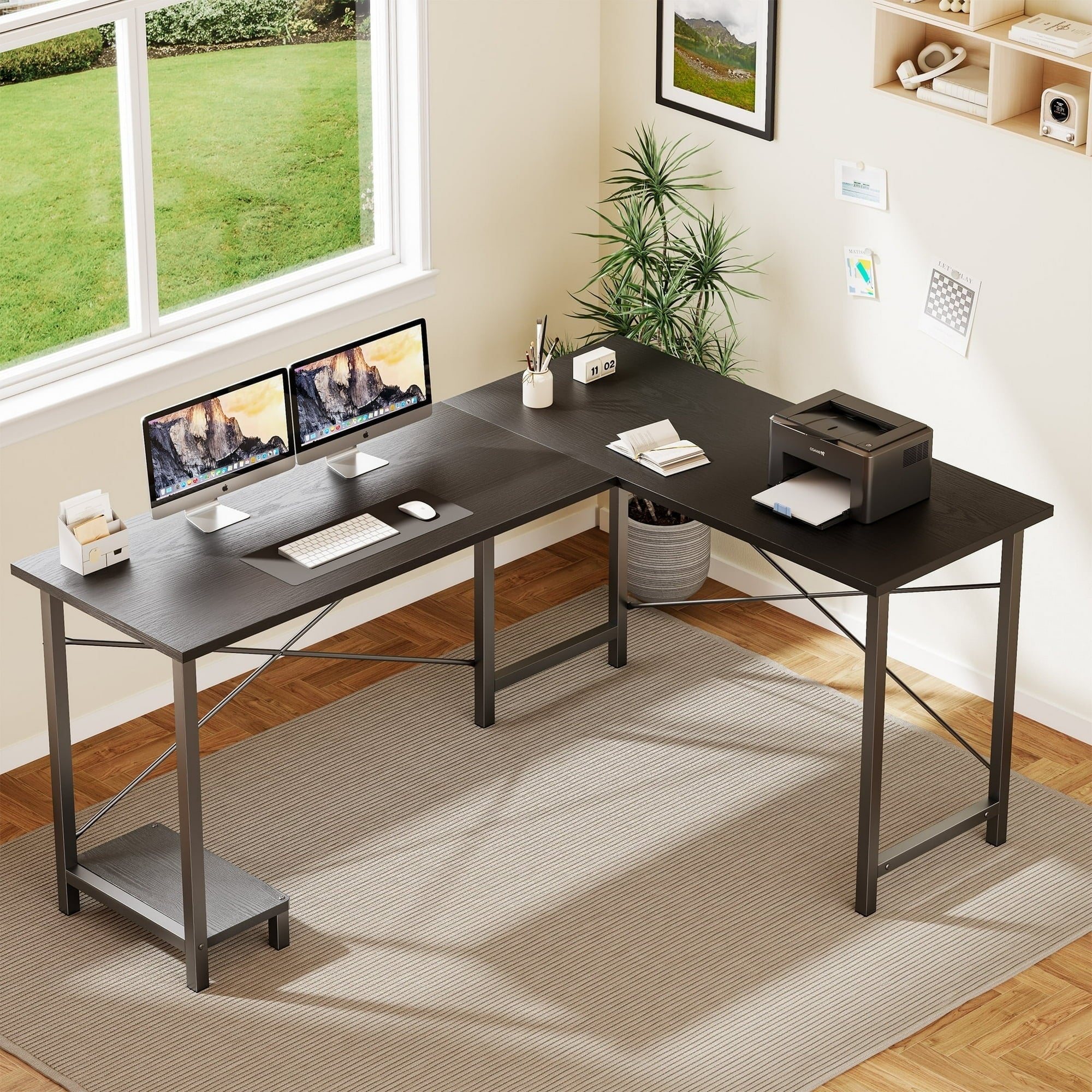 edx 49 Inch L Shaped Desk - Computer Desk Corner Desks Gaming Desk PC Table with CPU Stand for Home Office Dorm Sturdy Writing Workstation