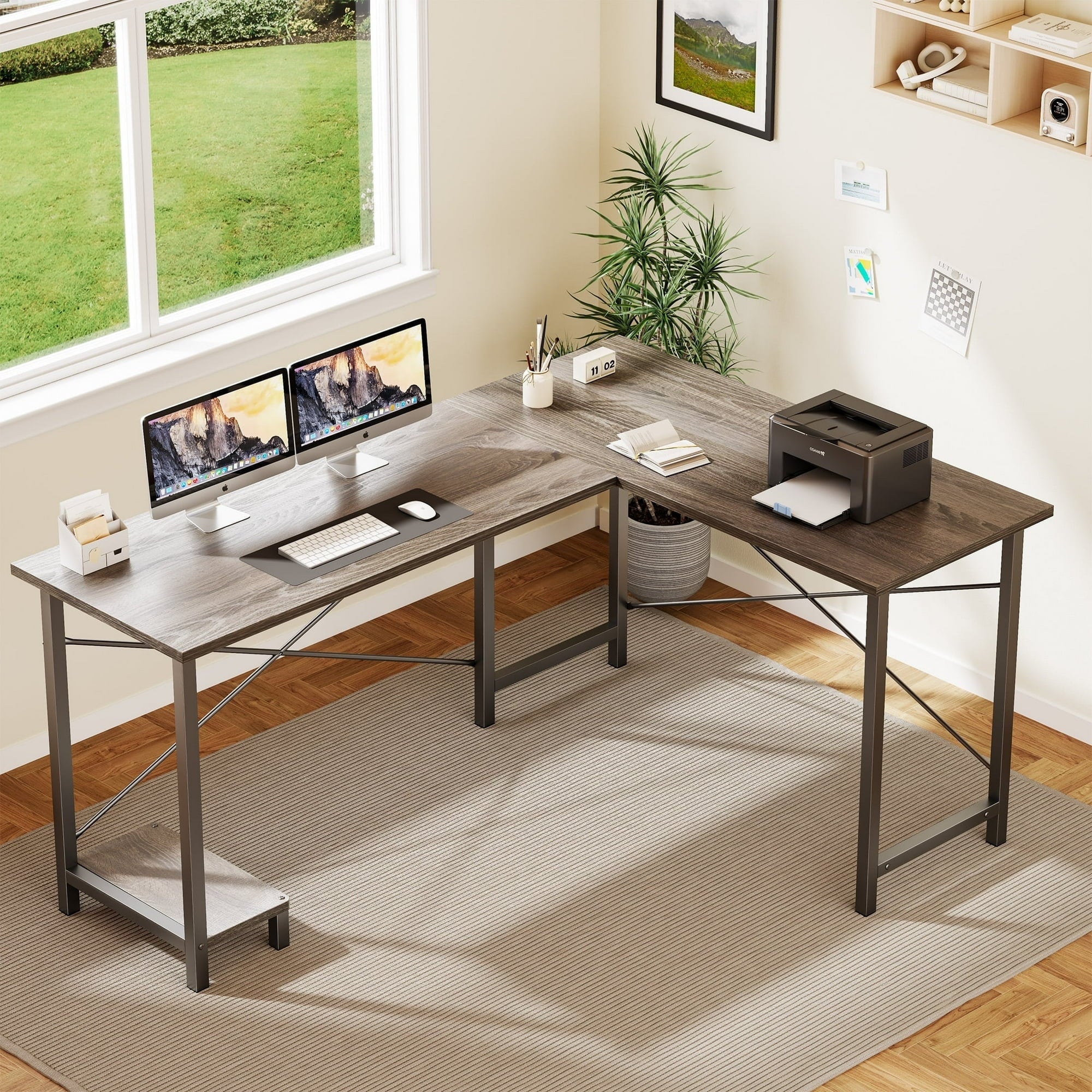 edx 49 Inch L Shaped Desk - Computer Desk Corner Desks Gaming Desk PC Table with CPU Stand for Home Office Dorm Sturdy Writing Workstation