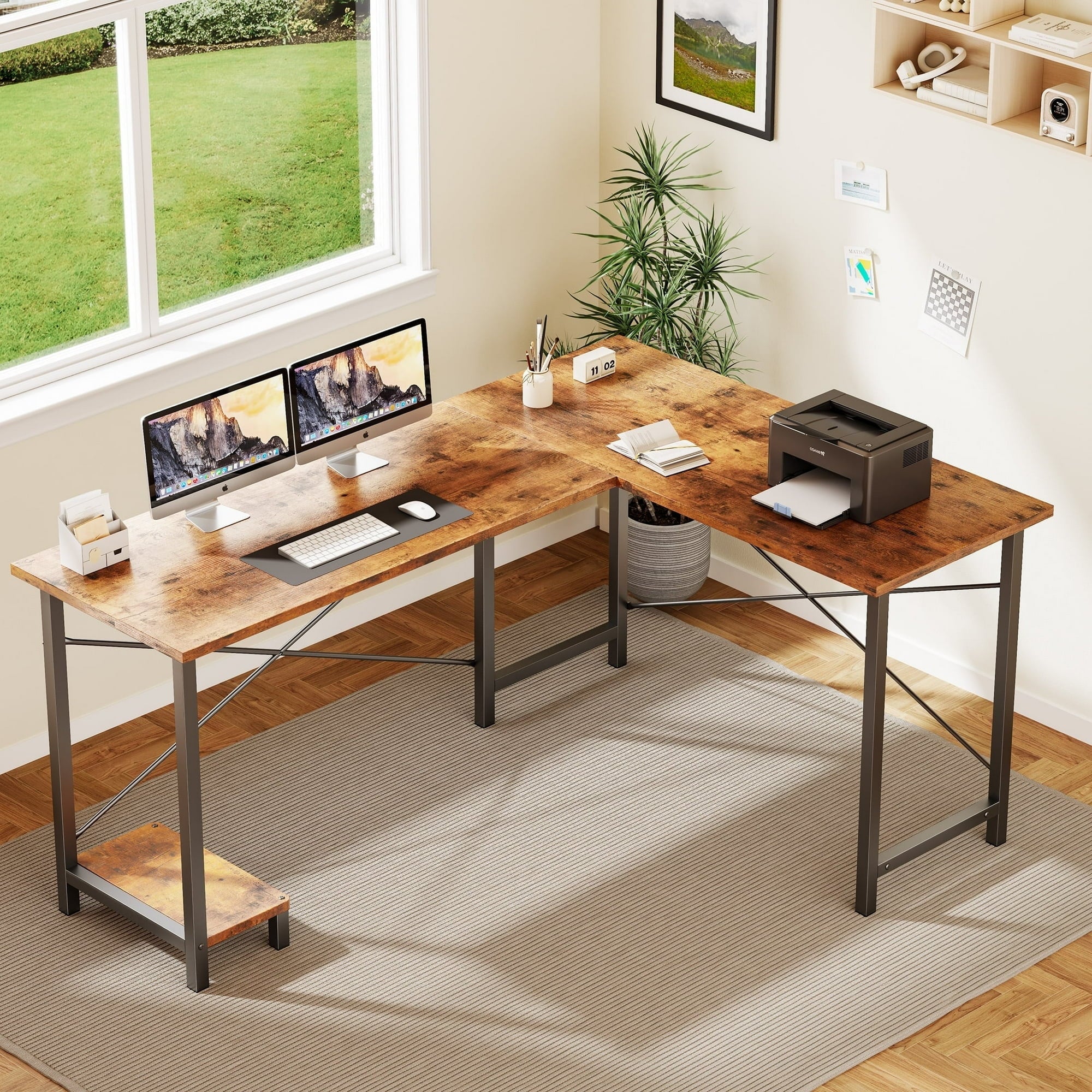 edx 49 Inch L Shaped Desk - Computer Desk Corner Desks Gaming Desk PC Table with CPU Stand for Home Office Dorm Sturdy Writing Workstation