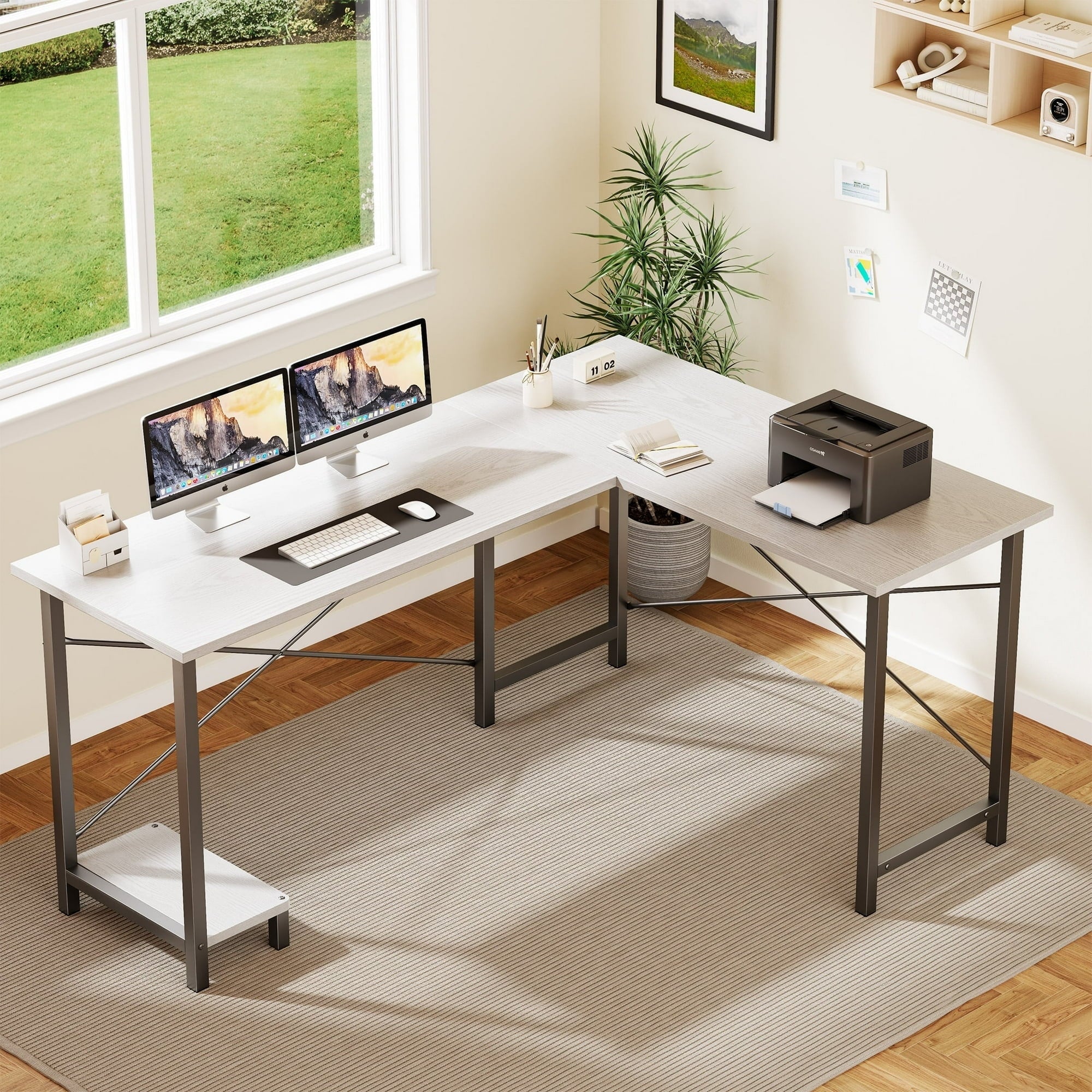 edx 49 Inch L Shaped Desk - Computer Desk Corner Desks Gaming Desk PC Table with CPU Stand for Home Office Dorm Sturdy Writing Workstation