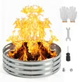 EDX Diameter Camp Fire Ring Pit, Large Round Galvanized Steel Fire Pit, Heavy Duty Steel Fire Pit Silver for Backyard, Camping, Bonfire