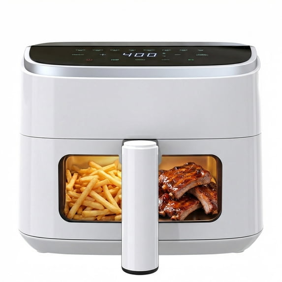 EDX 4QT Air Fryer, 1500W Digital Touchscreen with 8 Presets, Visible Window, Flip Reminder, Nonstick Dishwasher-Safe Basket