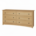 EDX 59in Wood Dresser 6 Drawer, Brown Dresser for Bedroom, Vintage Dressers, Chest of Drawers for Living Room