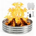 EDX Diameter Camp Fire Ring Pit, Large Round Galvanized Steel Fire Pit, Heavy Duty Steel Fire Pit Silver for Backyard, Camping, Bonfire
