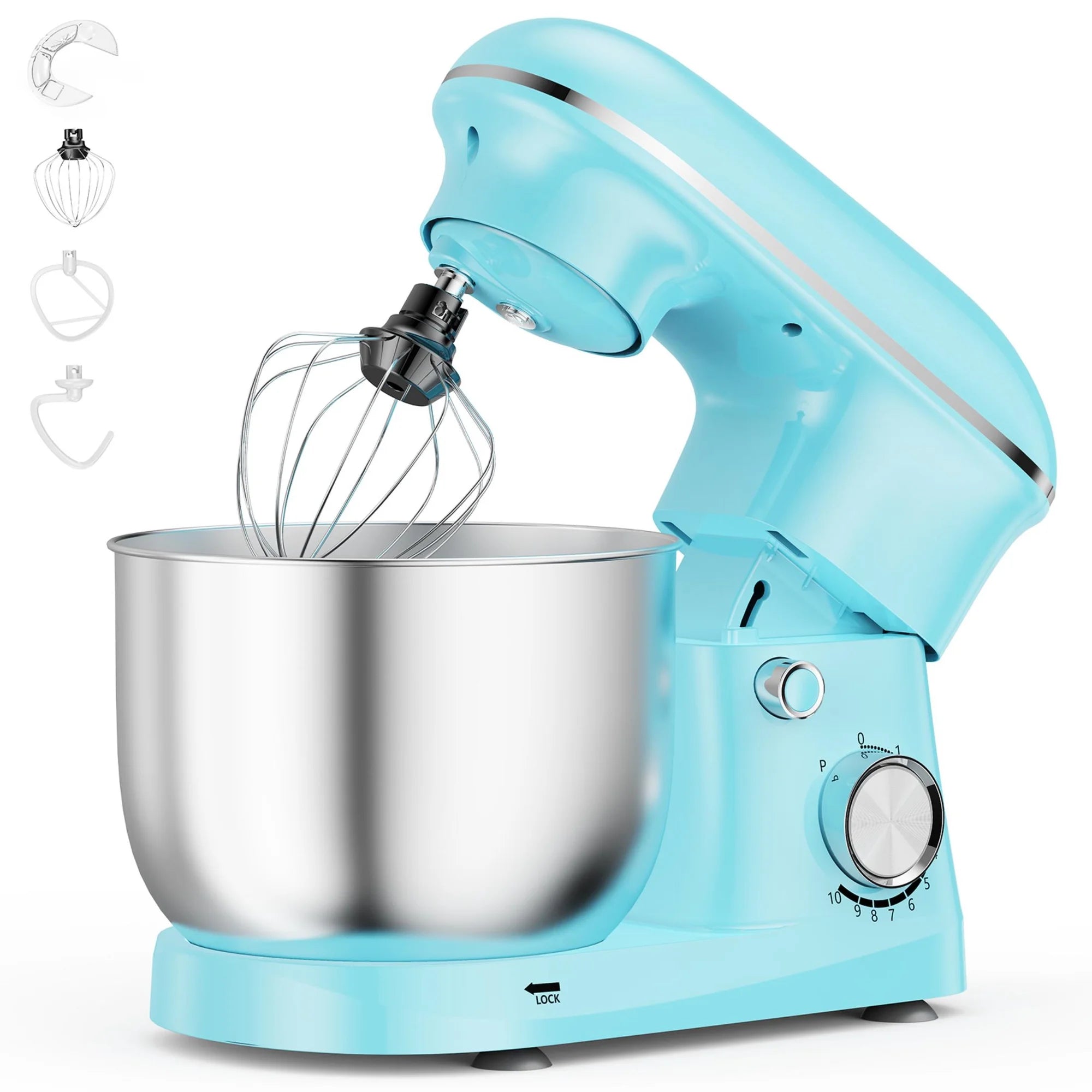 EDX Stand Mixer,10-Speed Electric Kitchen Mixer with Dough Hook,Whisk,Flat Beater and Bowl,Portable Lightweight Food Mixer for Most Home Cooks,Dishwasher Safe