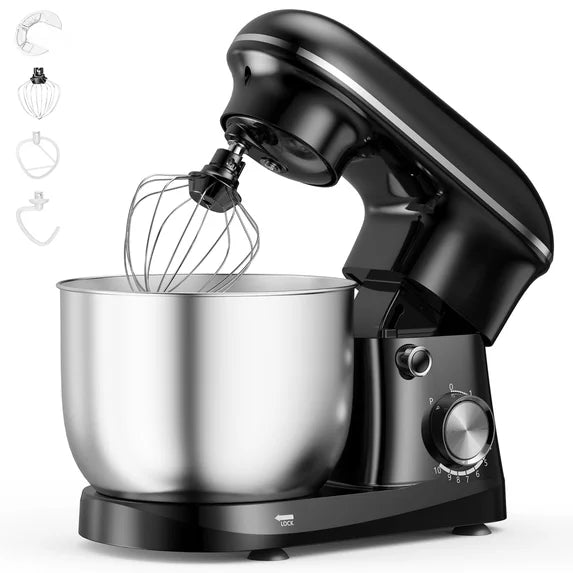 EDX Stand Mixer,10-Speed Electric Kitchen Mixer with Dough Hook,Whisk,Flat Beater and Bowl,Portable Lightweight Food Mixer for Most Home Cooks,Dishwasher Safe